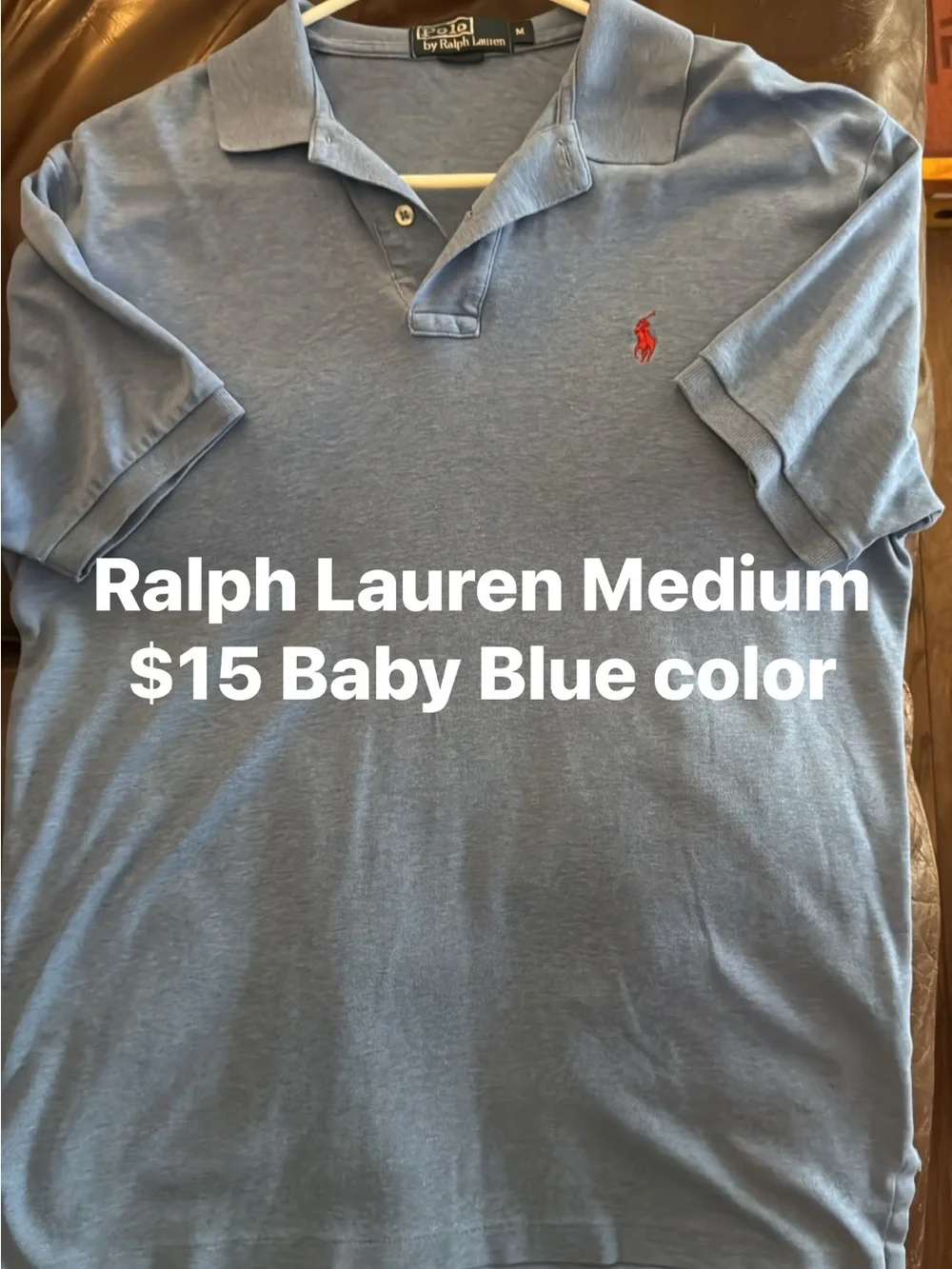 Ralph Lauren Light Blue Polo with Red Pony Embroidery